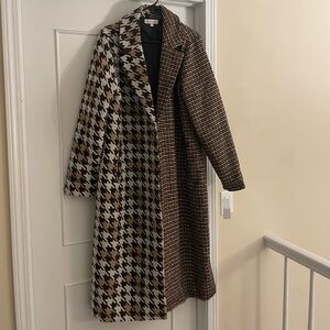 NWT Love, Whit Whitney Port Two Tone Houndstooth/Plaid coat